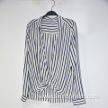 Black White Stripes Digital Printing Women's Casual Shirts